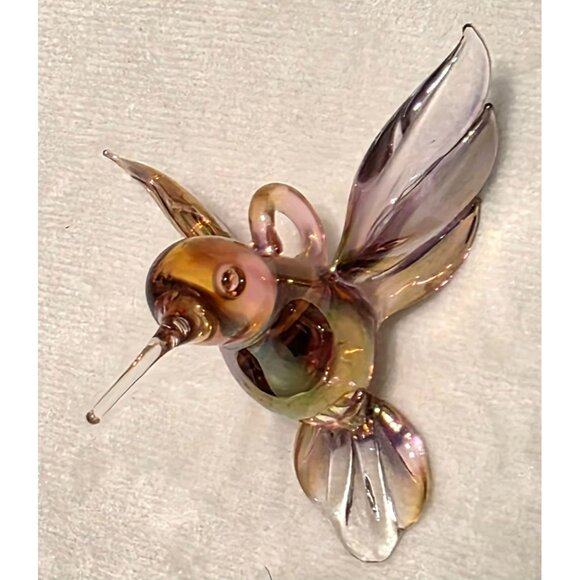 Art Glass Hummingbird Iridescent Sun Catcher 2" Hanging Ornament Bird Christmas - Picture 5 of 11